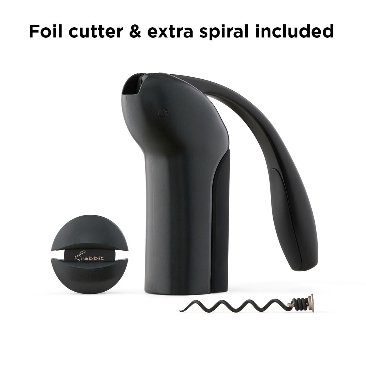 Rabbit foil cutter attachment visible for quick bottle prep