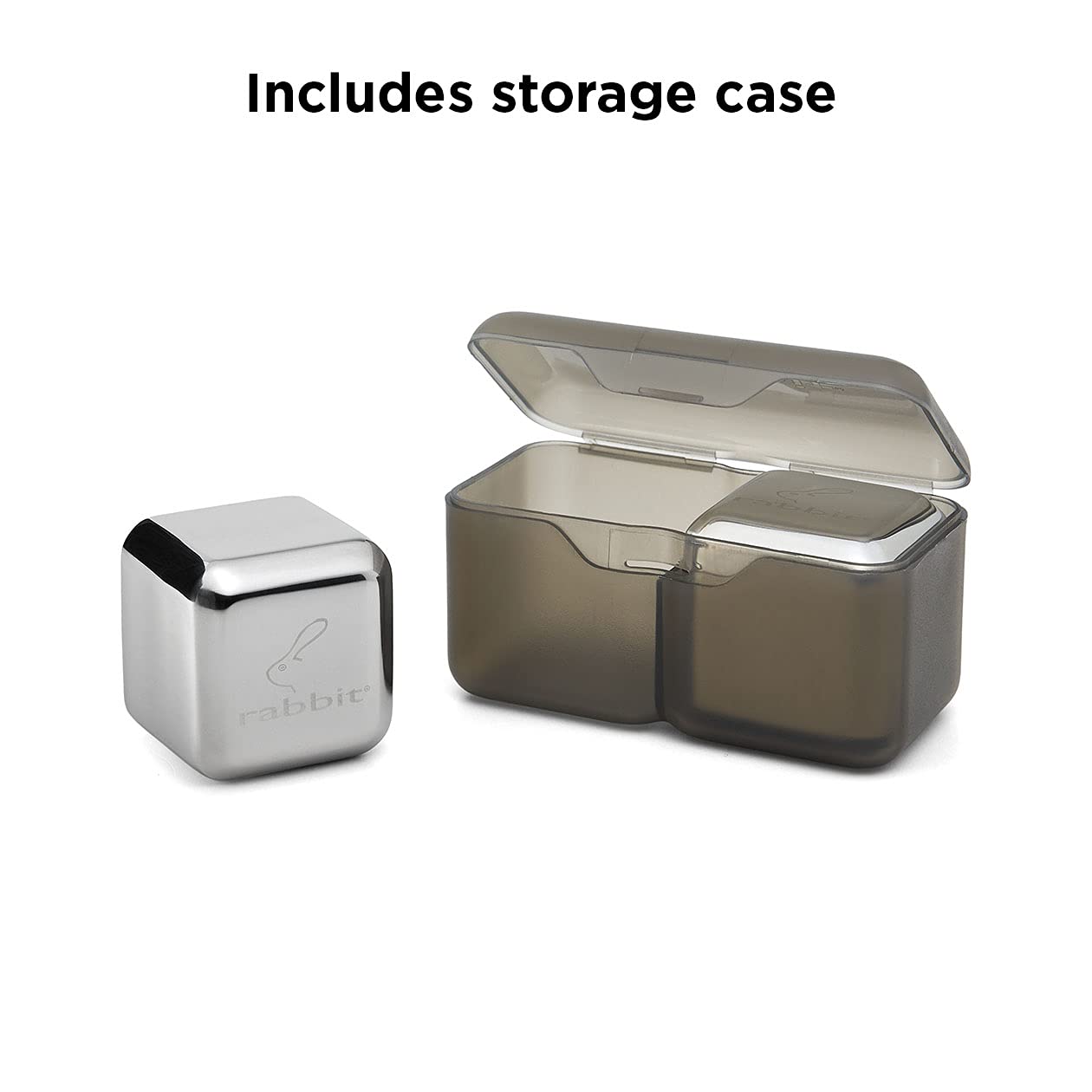 Rabbit Jumbo Chilling Stones with a stainless-steel finish, adding elegance to drinks.