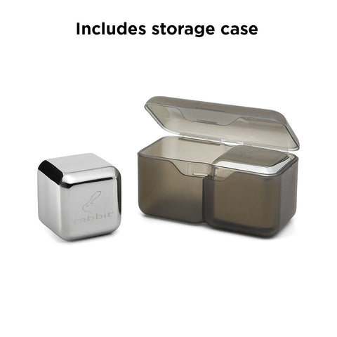 Rabbit Jumbo Chilling Stones with a stainless-steel finish, adding elegance to drinks.