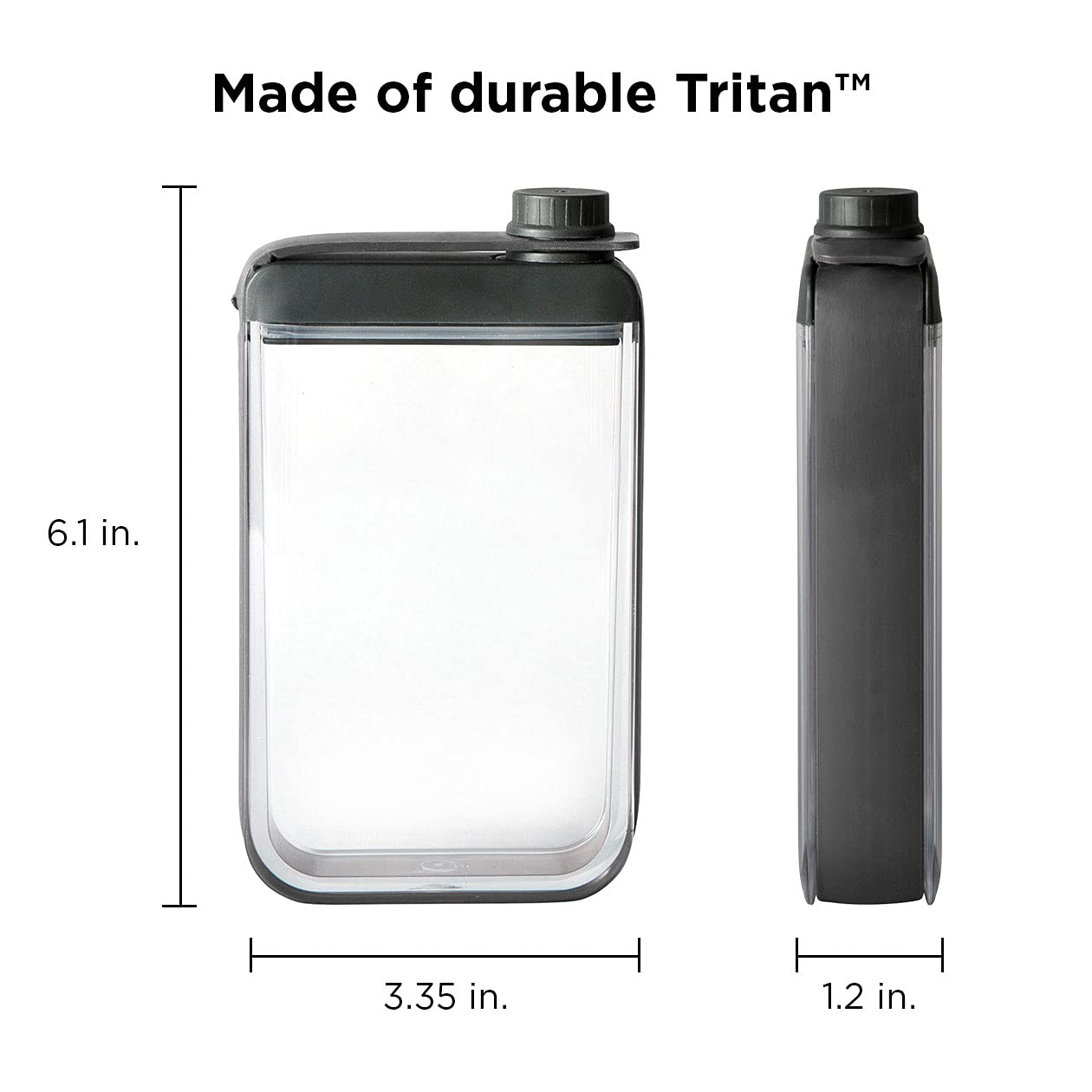 Rabbit leak-free discreet flask slim-profile view with matte black finish
