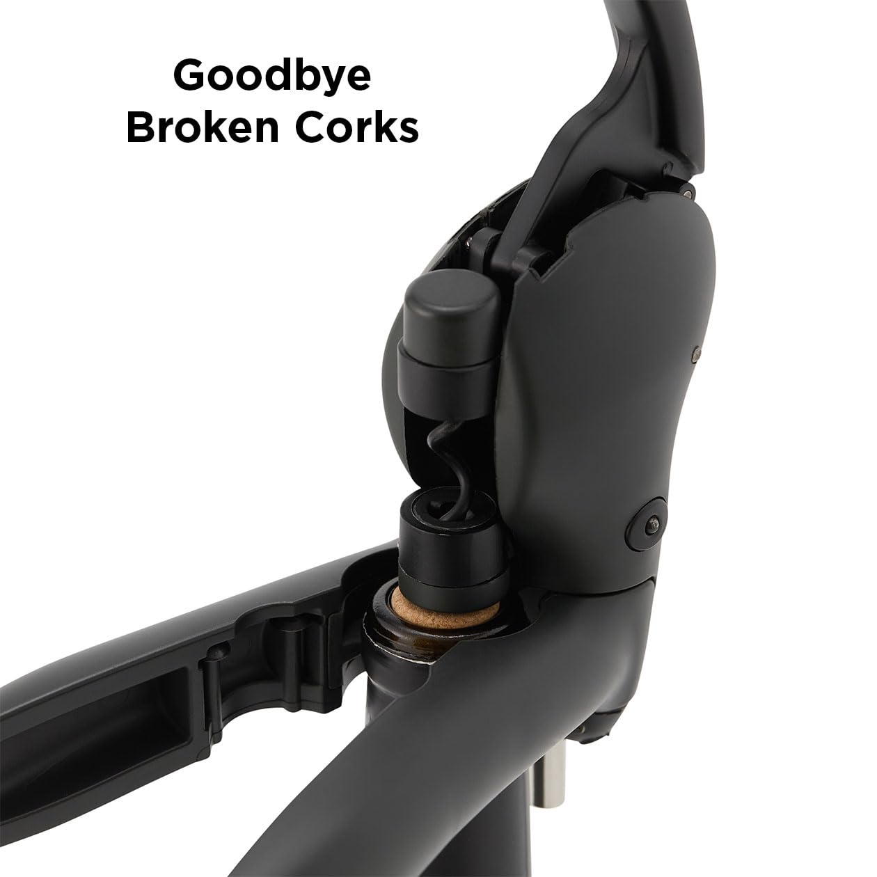 Rabbit lever corkscrew cork removal action on a classic bottle.