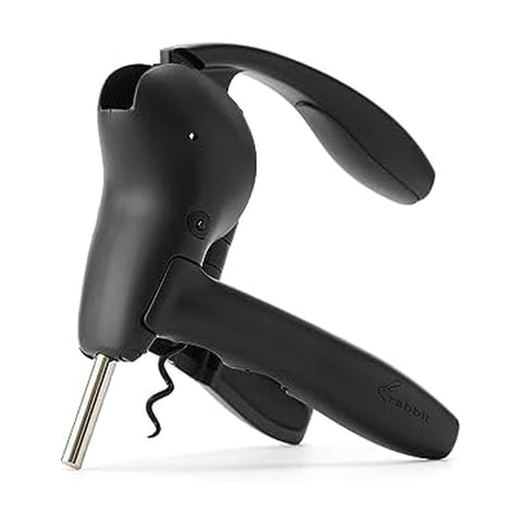 Rabbit lever corkscrew with foil cutter for efficient foil removal.