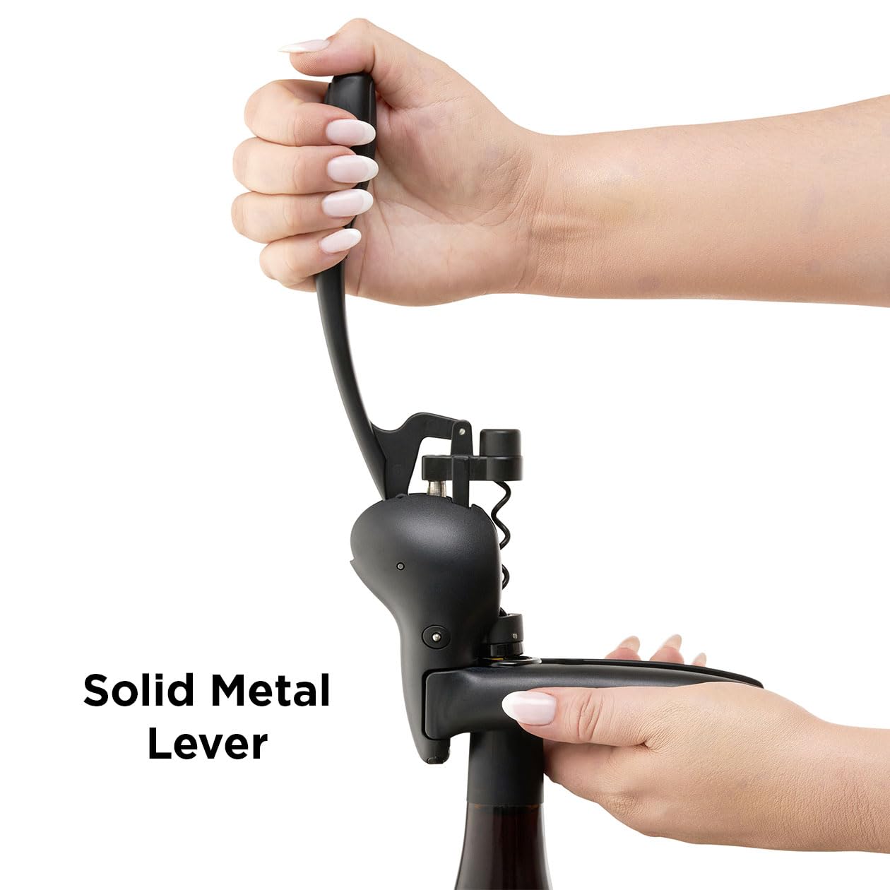 Rabbit lever corkscrew sleek design for everyday wine prep.
