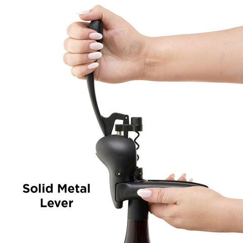 Rabbit lever corkscrew sleek design for everyday wine prep.