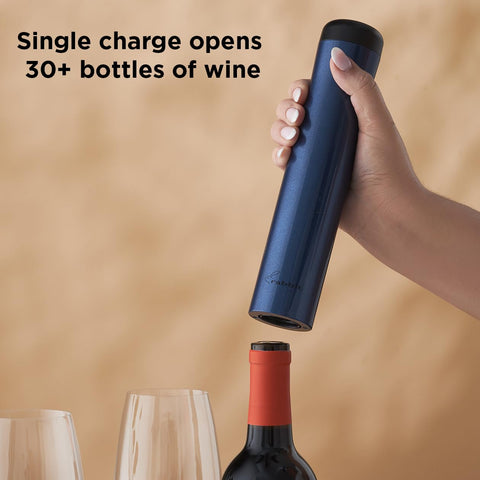 Rabbit Rechargeable Wine Opener USB charger powers multiple openings.