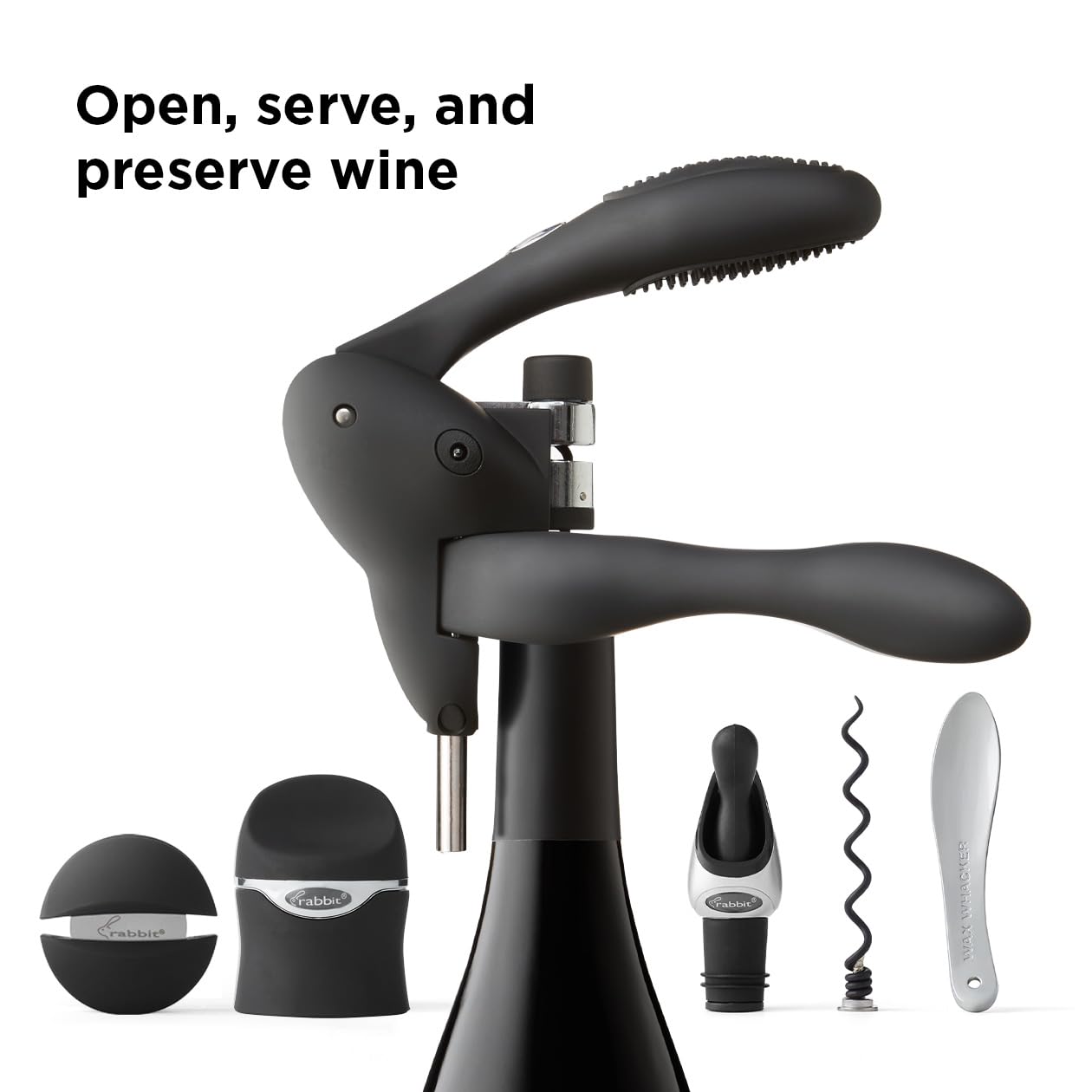 Rabbit wax remover keeps bottle tops clean after opening