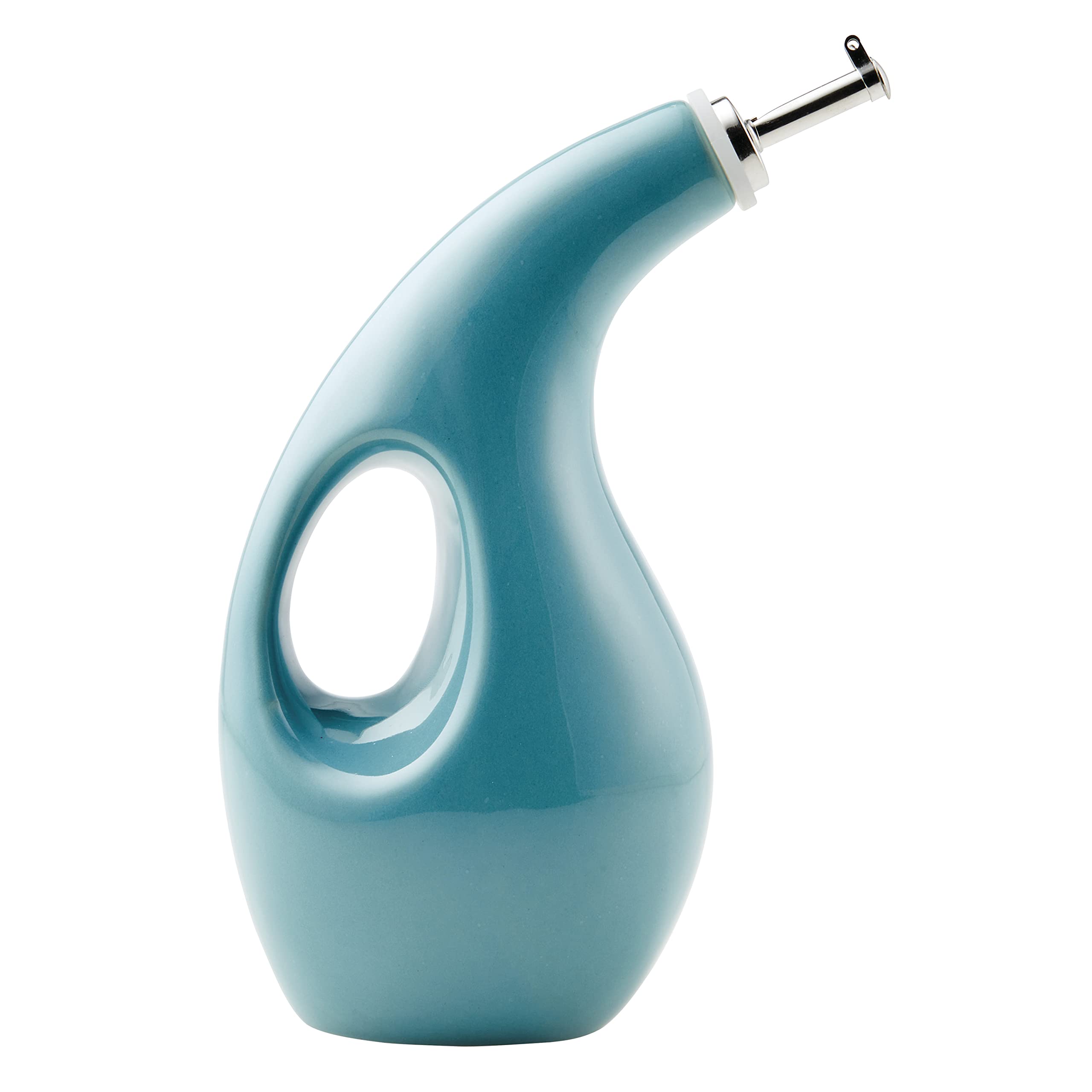 Rachael Ray ceramic EVOO bottle agave blue pour for precise pouring