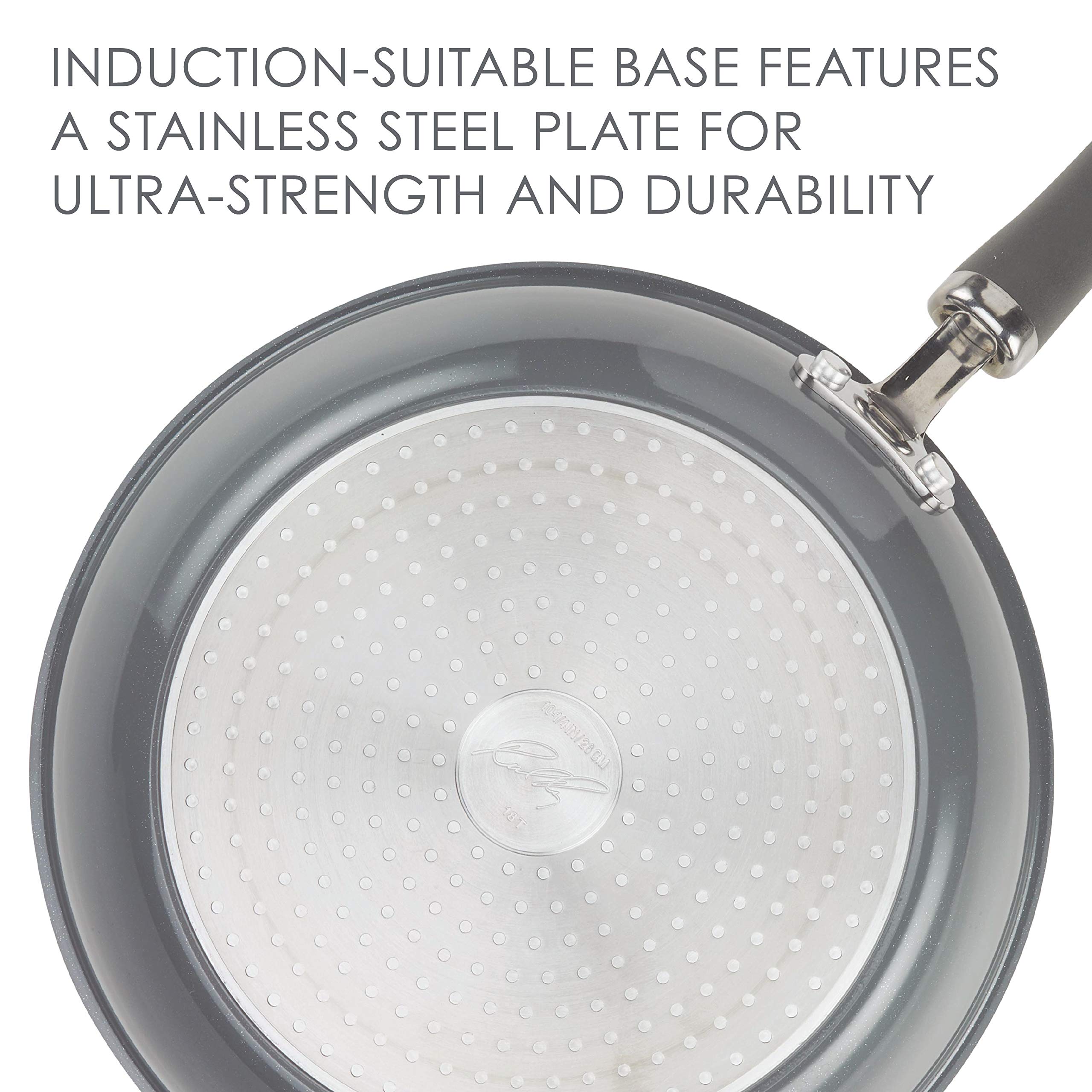 Rachael Ray Create Delicious 13-piece set induction-compatible base for versatile cooktop use