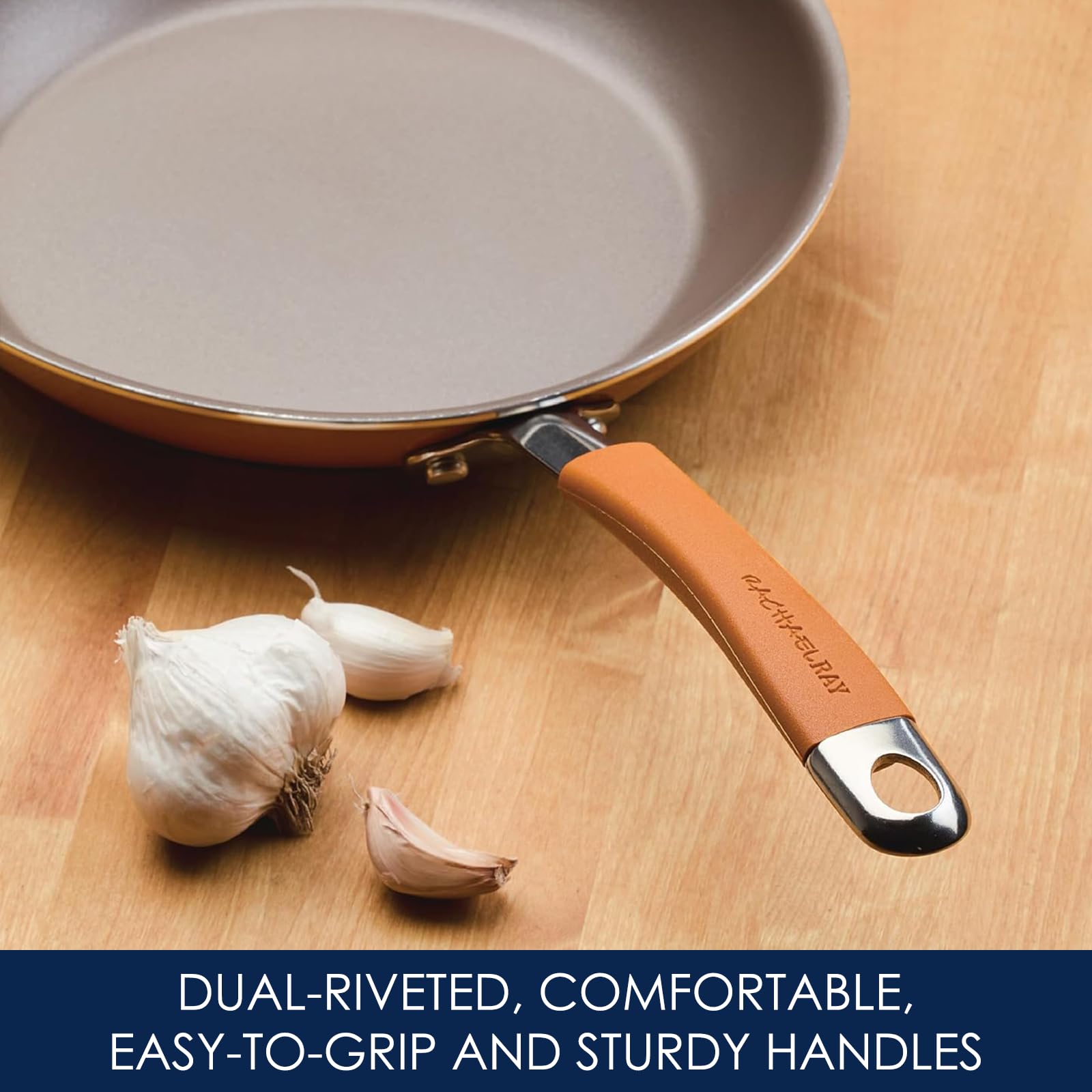 Rachael Ray Cucina 8.5-inch frying pan provides quick searing and easy cleanup.