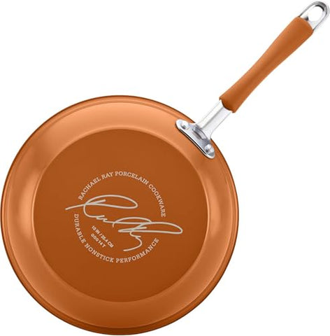 Rachael Ray Cucina hard enamel porcelain exterior resists chips and keeps colors vibrant.