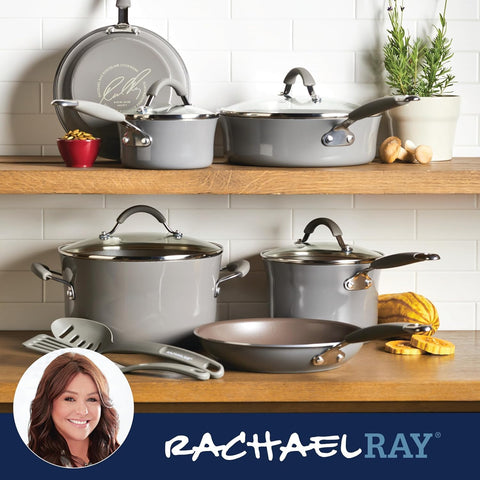 Rachael Ray Cucina silicone-grip handles provide comfortable control.