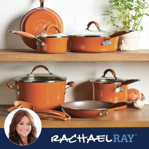Rachael Ray Cucina slotted turner for gentle flipping and nonstick protection.