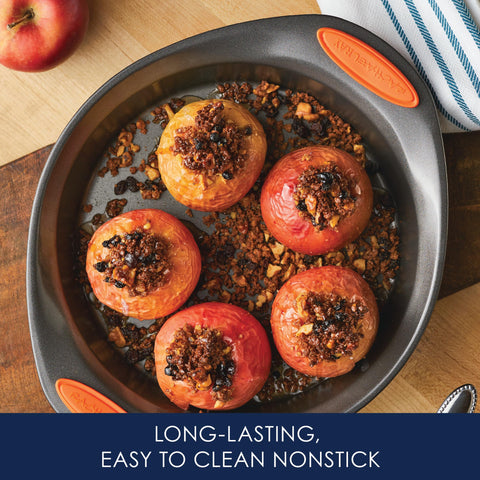 Rachael Ray Yum-o! pan shown oven-safe up to 500°F for versatile cooking.