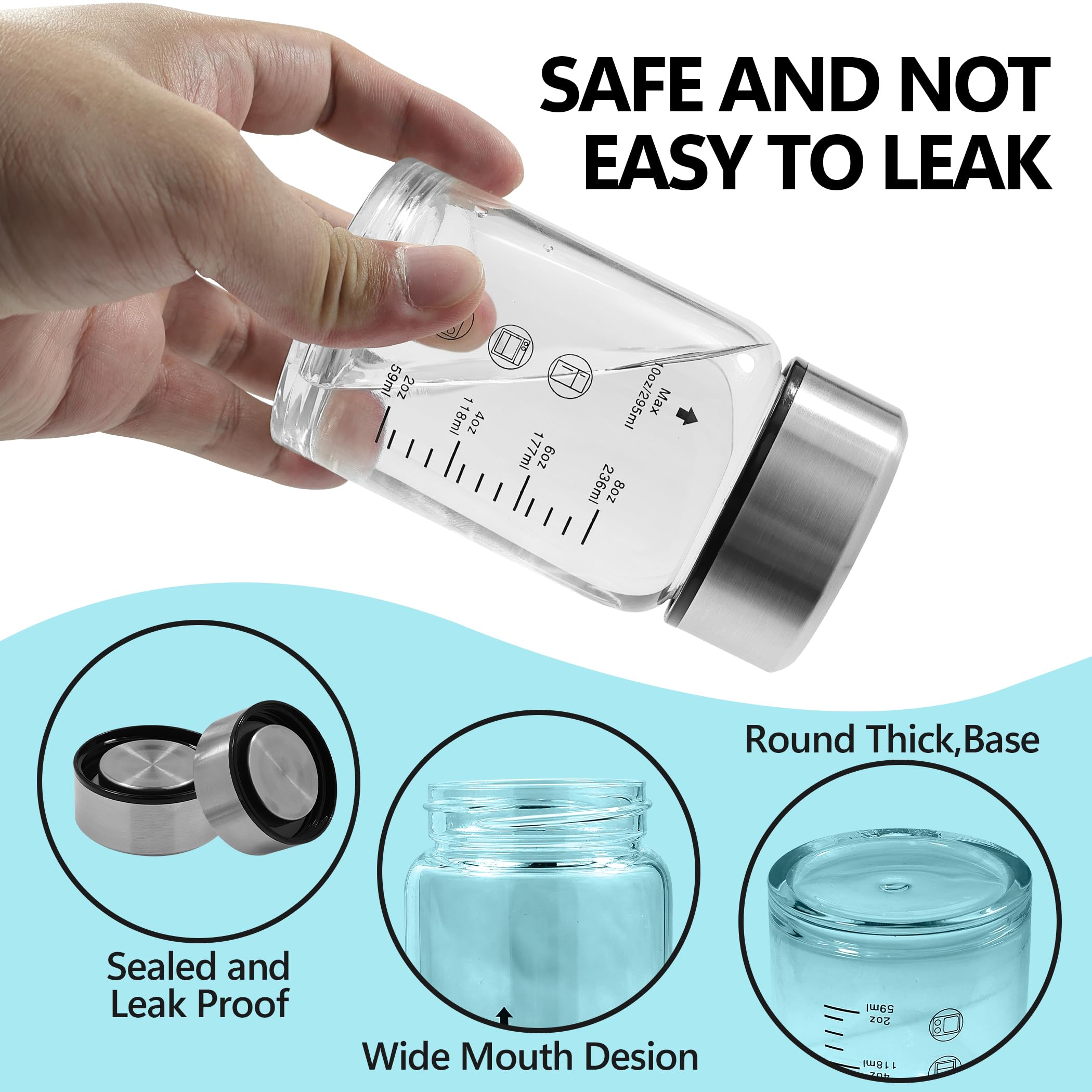 Rackickyer borosilicate juice bottle 10oz wide-mouth design ideal for pours
