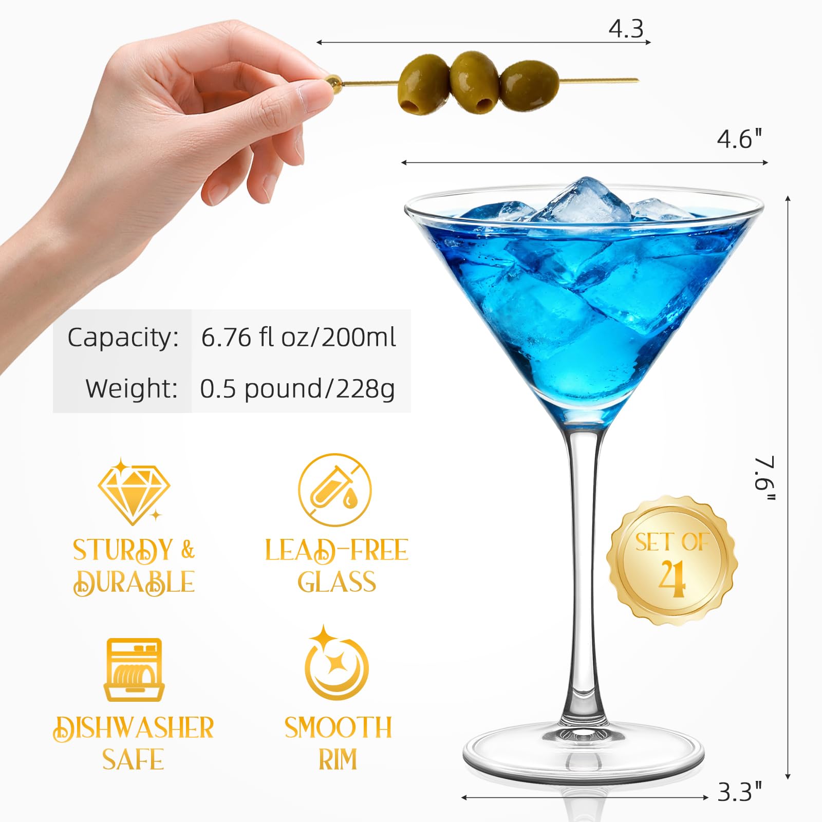 RACOBOT golden cocktail picks included for stylish garnishes and improved presentation.