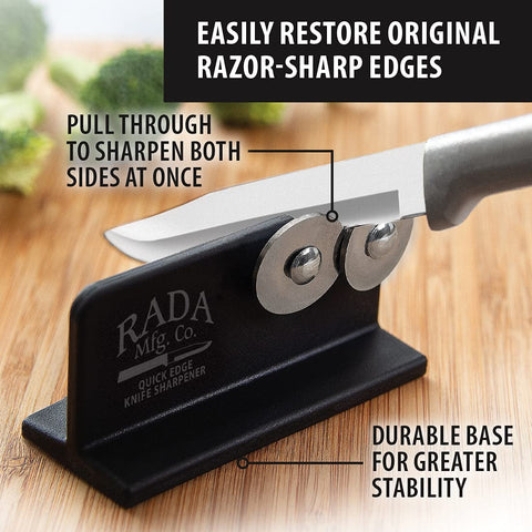 RADA quick-edge base stays steady on countertops during sharpening