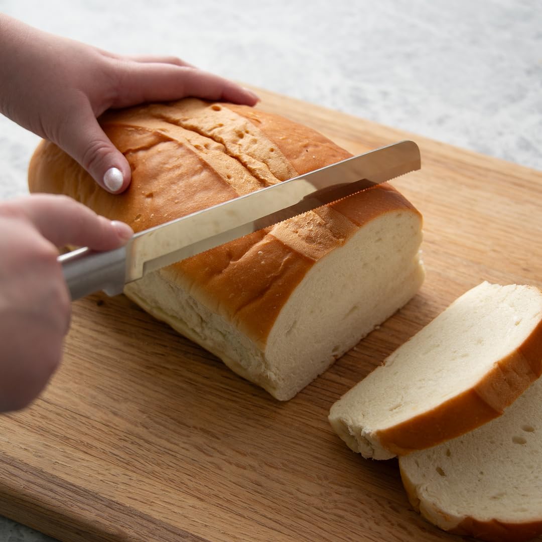 Rada bread knife slicing loaf demonstrating smooth, controlled cuts