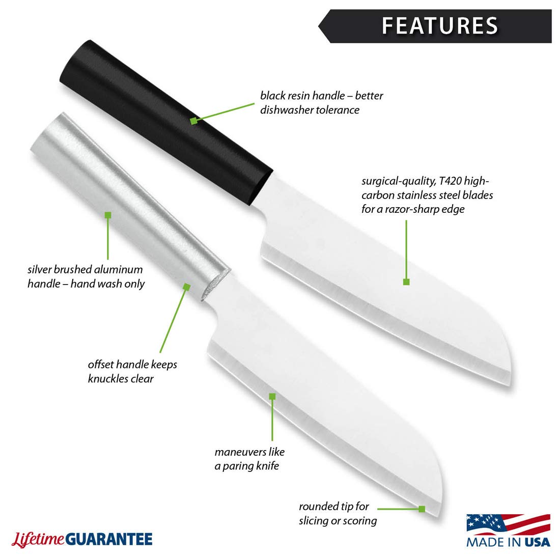 RADA Cook’s Utility Knife W240 hollow-ground blade for smooth, even cuts.