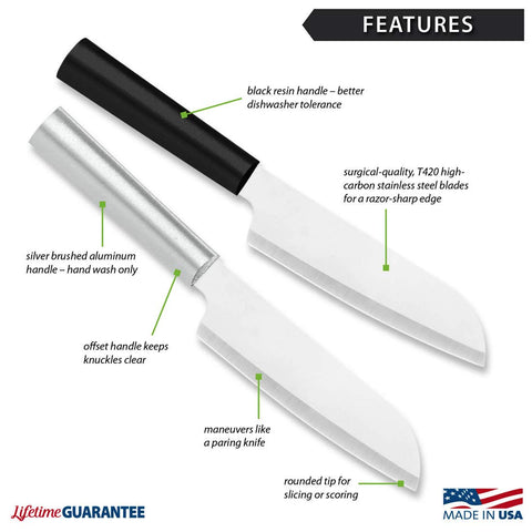 RADA Cook’s Utility Knife W240 hollow-ground blade for smooth, even cuts.
