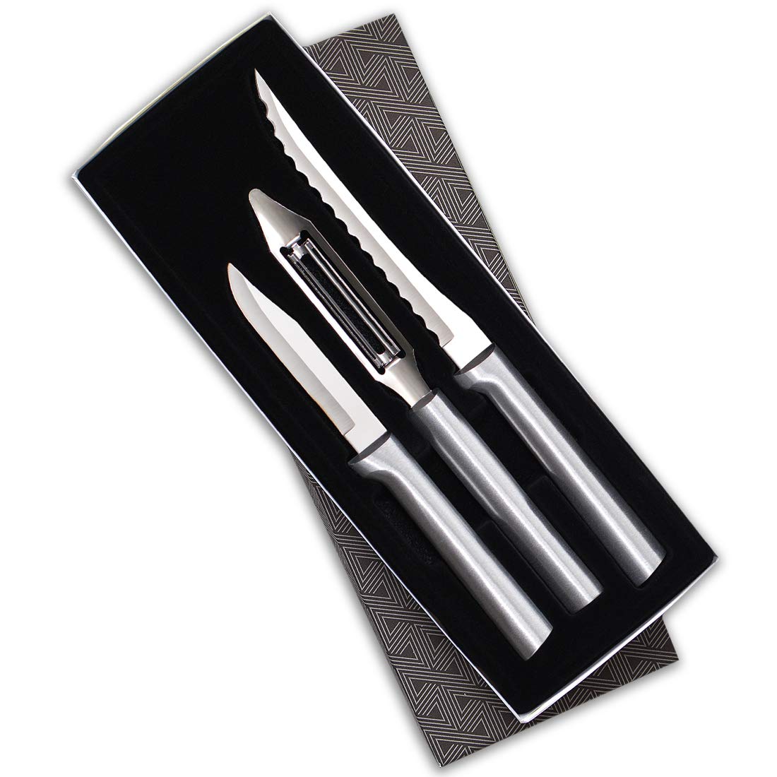 RADA 3-piece peel pare slice set blades closeup for precise fruit prep