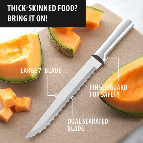 RADA hollow-ground edge preserves sharpness for clean precise cuts.