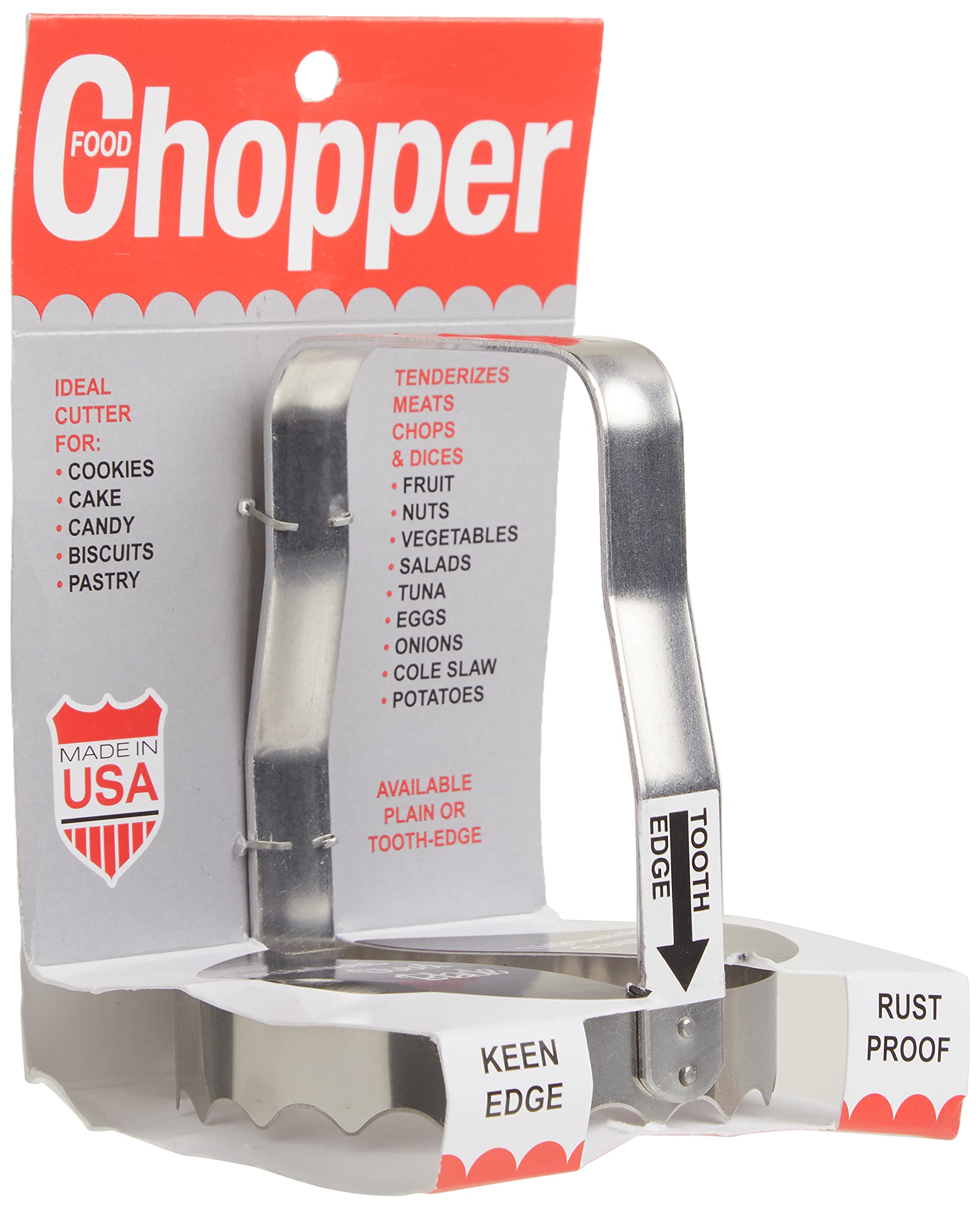 Rada R115S blade close-up showing sharp serrations for clean cuts.