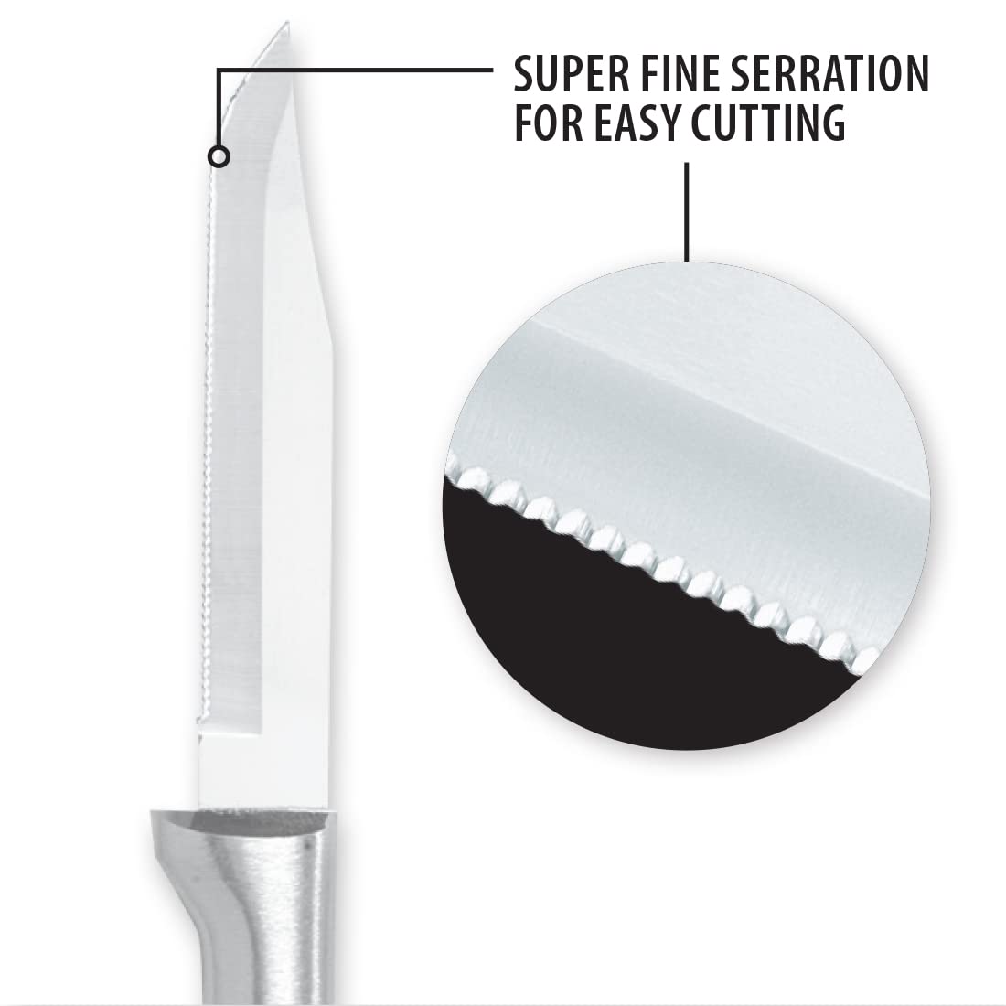 RADA Cutlery serrated paring knife hollow-ground edge visible for long-lasting sharpness during prep