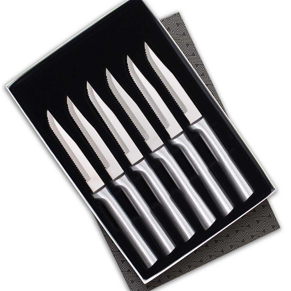 RADA serrated steak knife set blade close-up shows sharp edge for precise slicing at dinner