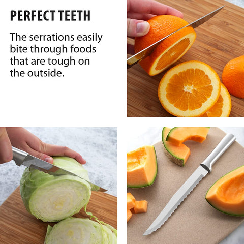 RADA silver aluminum handle offers durable comfortable grip.