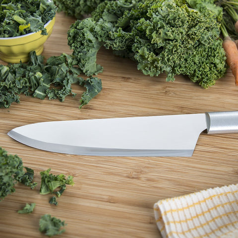 RADA silver brushed aluminum handle close-up highlights balanced grip.