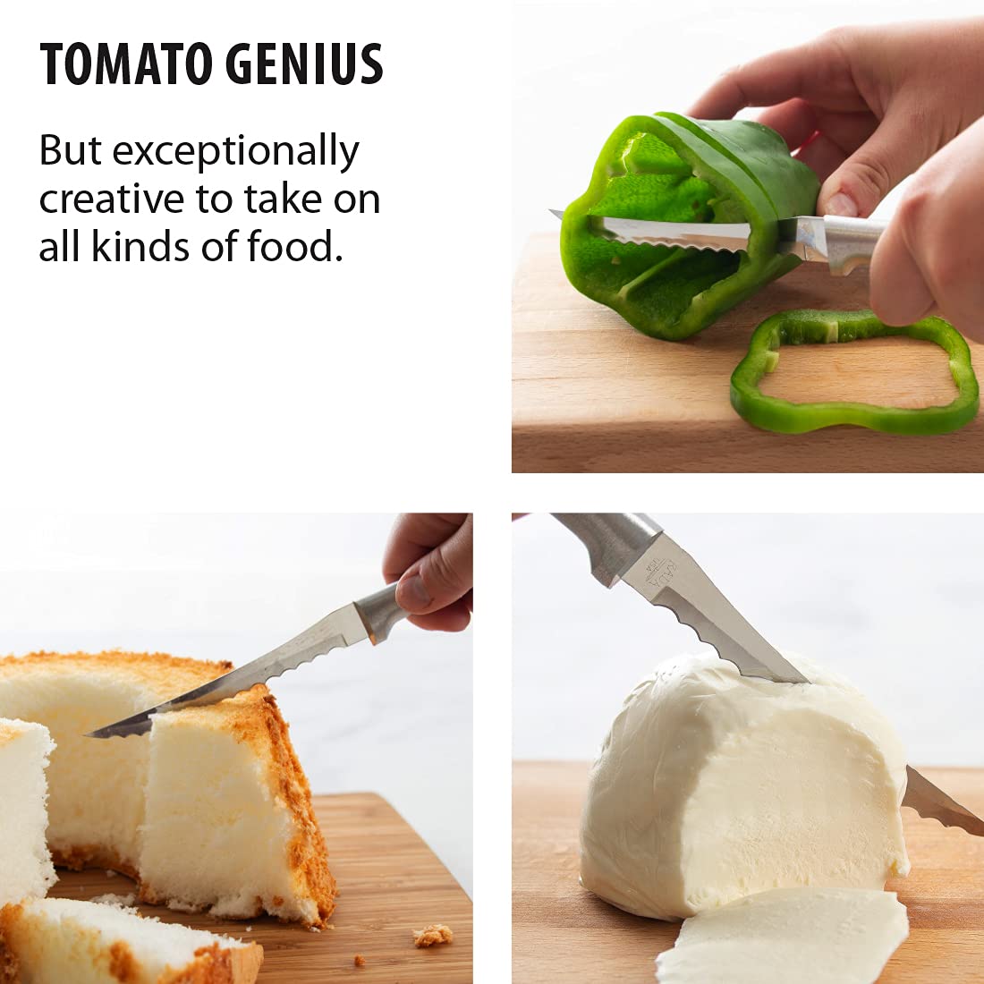 RADA Tomato Slicer Knife hollow-ground blade maintains sharpness.