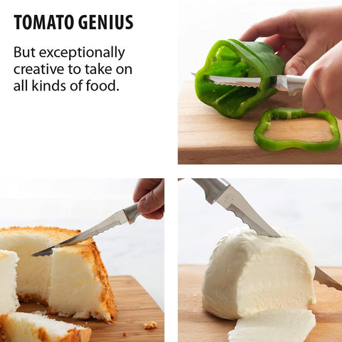 RADA Tomato Slicer Knife hollow-ground blade maintains sharpness.