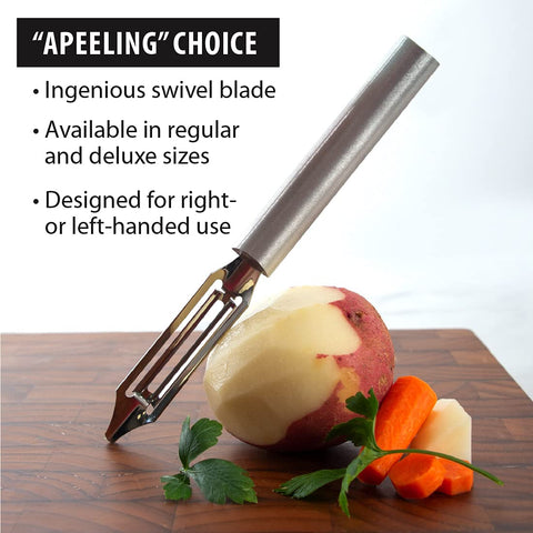 RADA Deluxe Vegetable Peeler long handle provides steady control