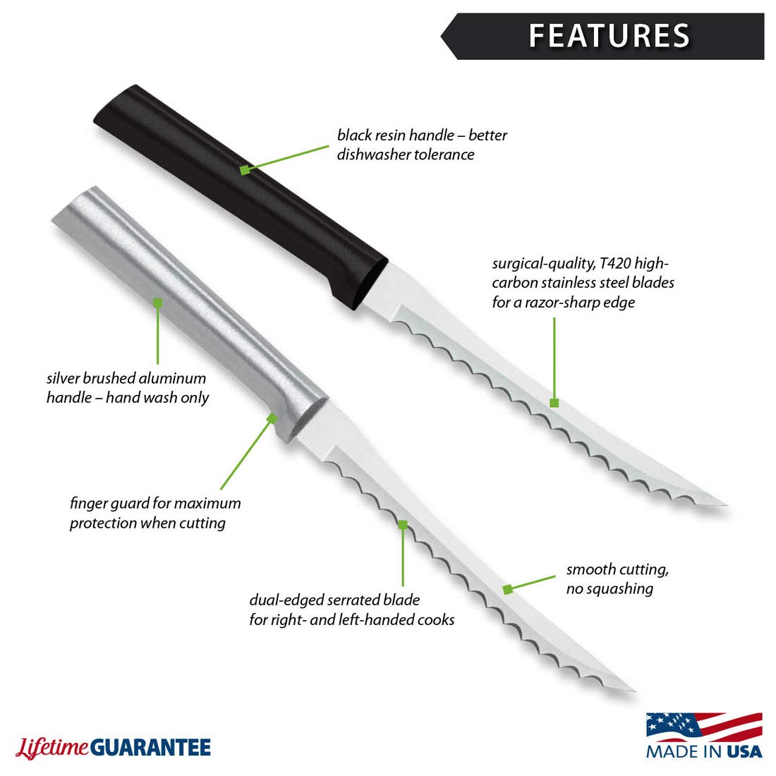 RADA dual serrated blade closeup for clean tomato and veggie slices.