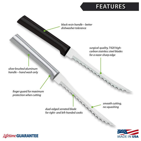 RADA dual serrated blade closeup for clean tomato and veggie slices.