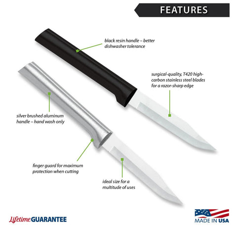 RADA paring knife with black resin handle for durable everyday use