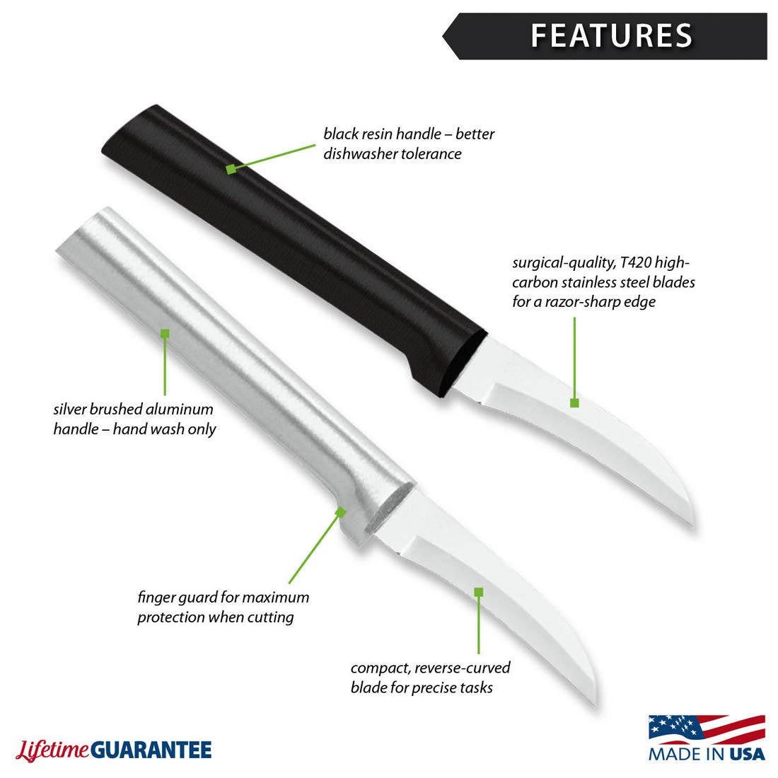 Rada Granny Paring Knife 2-pack front view for quick kitchen prep.