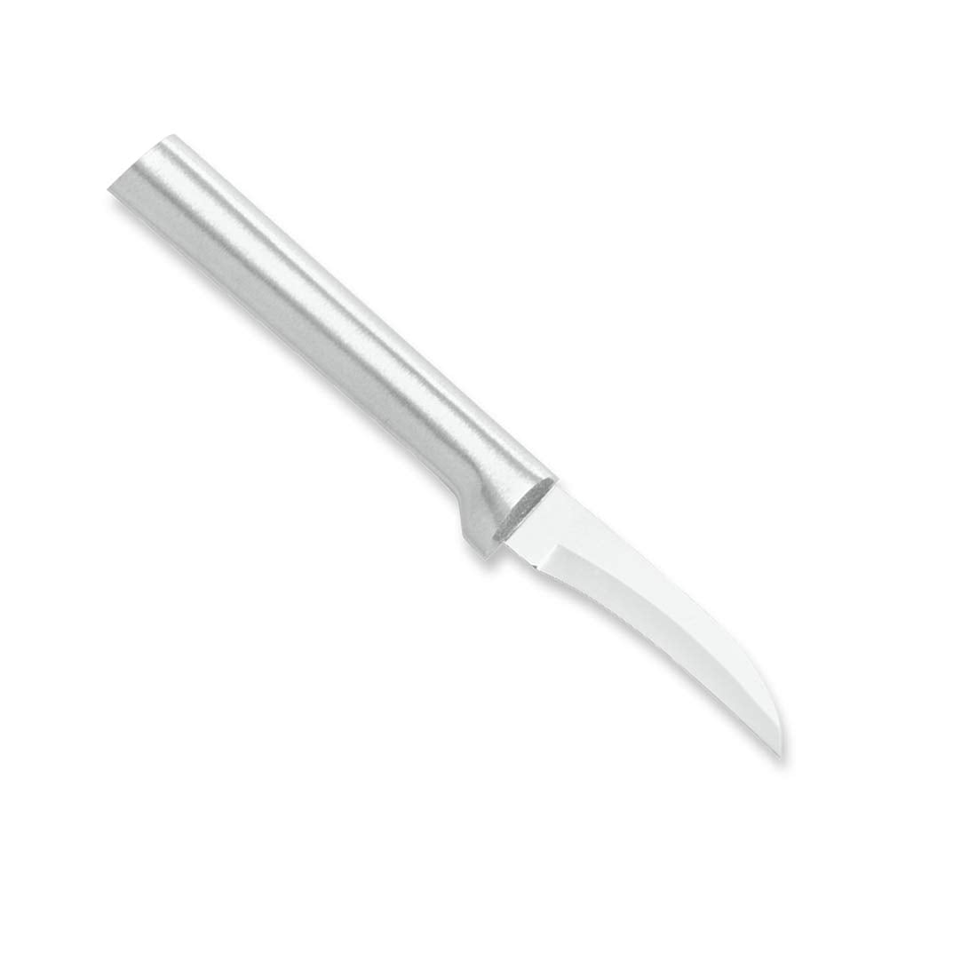 Rada Granny Paring Knife with silver handle closeup for precise peeling.