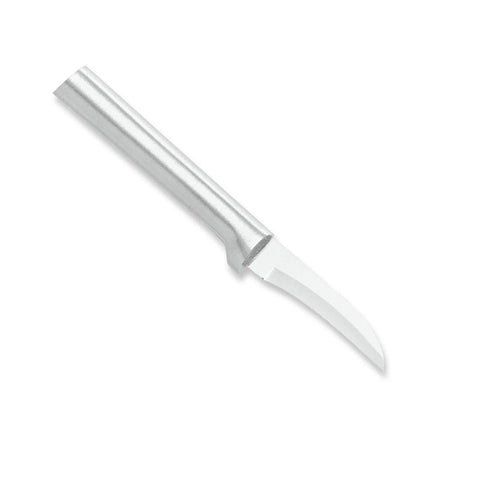 Rada Granny Paring Knife with silver handle closeup for precise peeling.