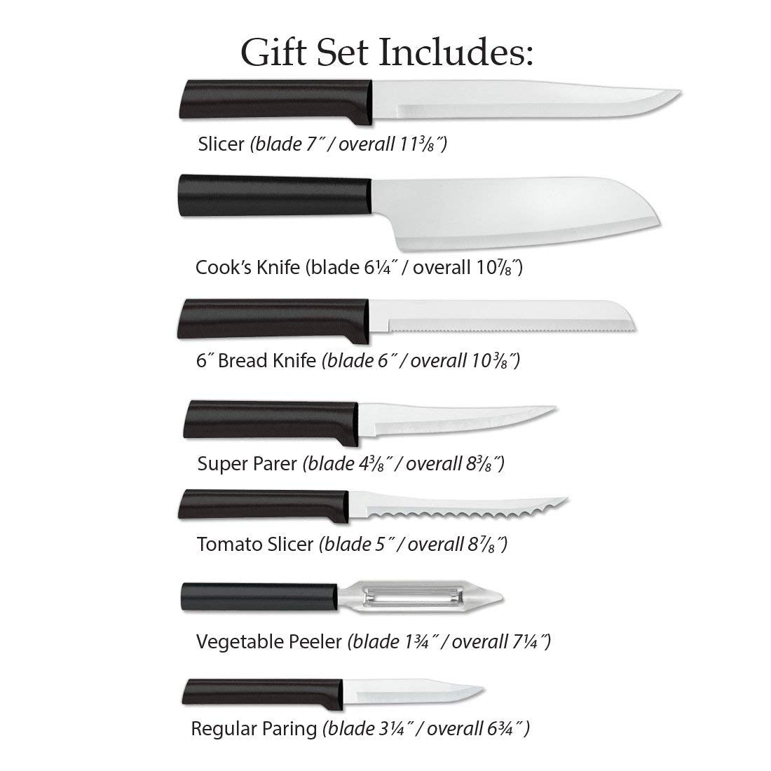 RADA hollow-ground stainless blades deliver long-lasting sharpness for fruit, vegetables, and meats prep.