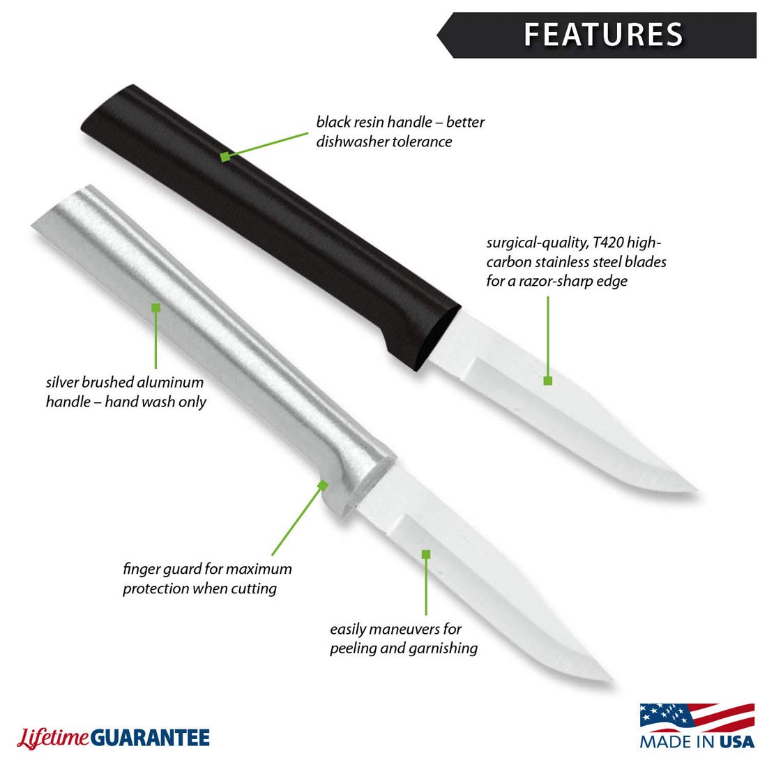 RADA peeling knife in hand demonstrates comfortable control and maneuverability
