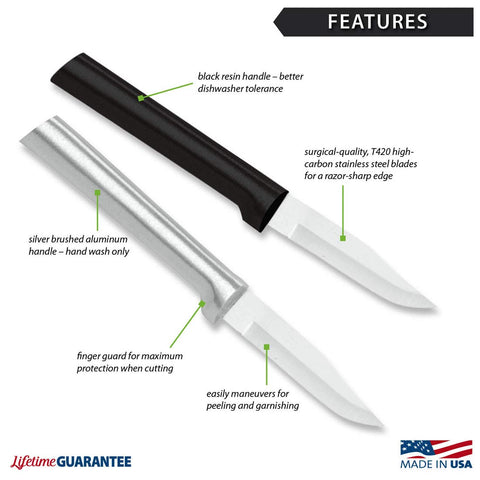 RADA peeling knife in hand demonstrates comfortable control and maneuverability
