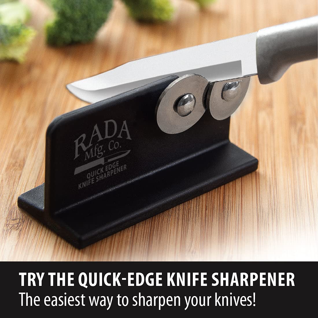 Rada sharpener base nylon construction provides stable countertop use.