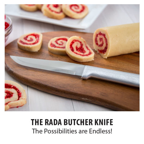 RADA Stubby Butcher Knife silver handle for durable daily use.
