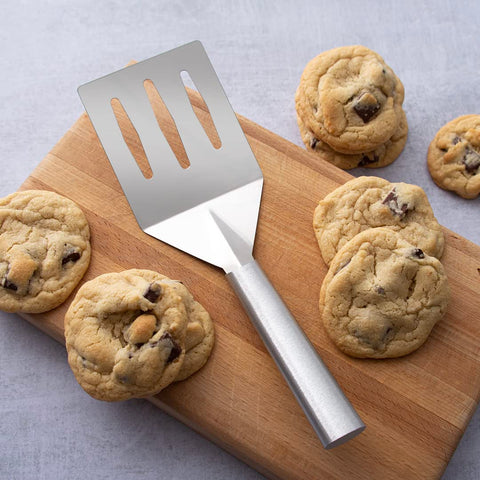 RADA Turnover spatula aluminum handle offers lightweight control.