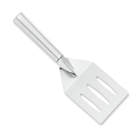 RADA Turnover spatula face with slots drains grease for efficient flipping.