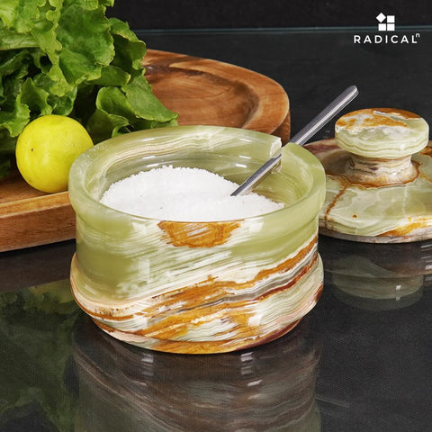 Radicaln marble kitchen decor salt holder with lid for compact storage
