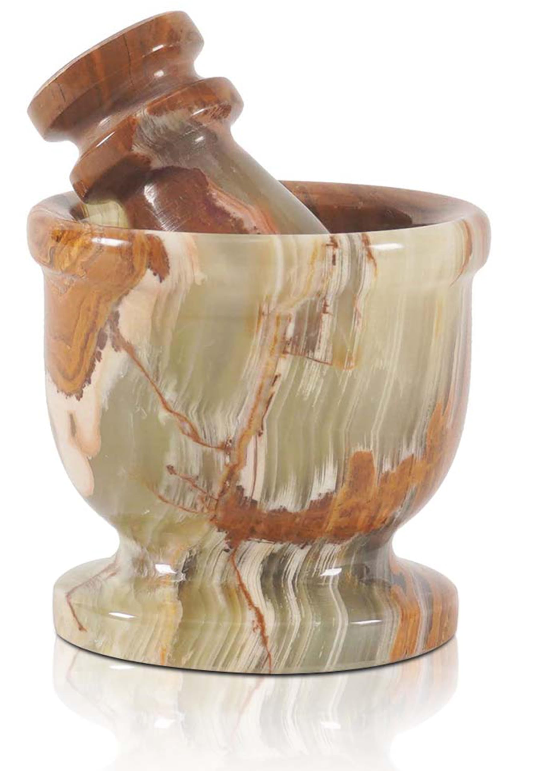 Radicaln marble mortar and pestle green top view for fresh herbs.