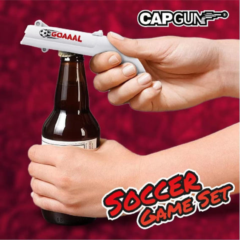 RADIXIUM red cap gun opener demonstrates quick cap removal during game nights