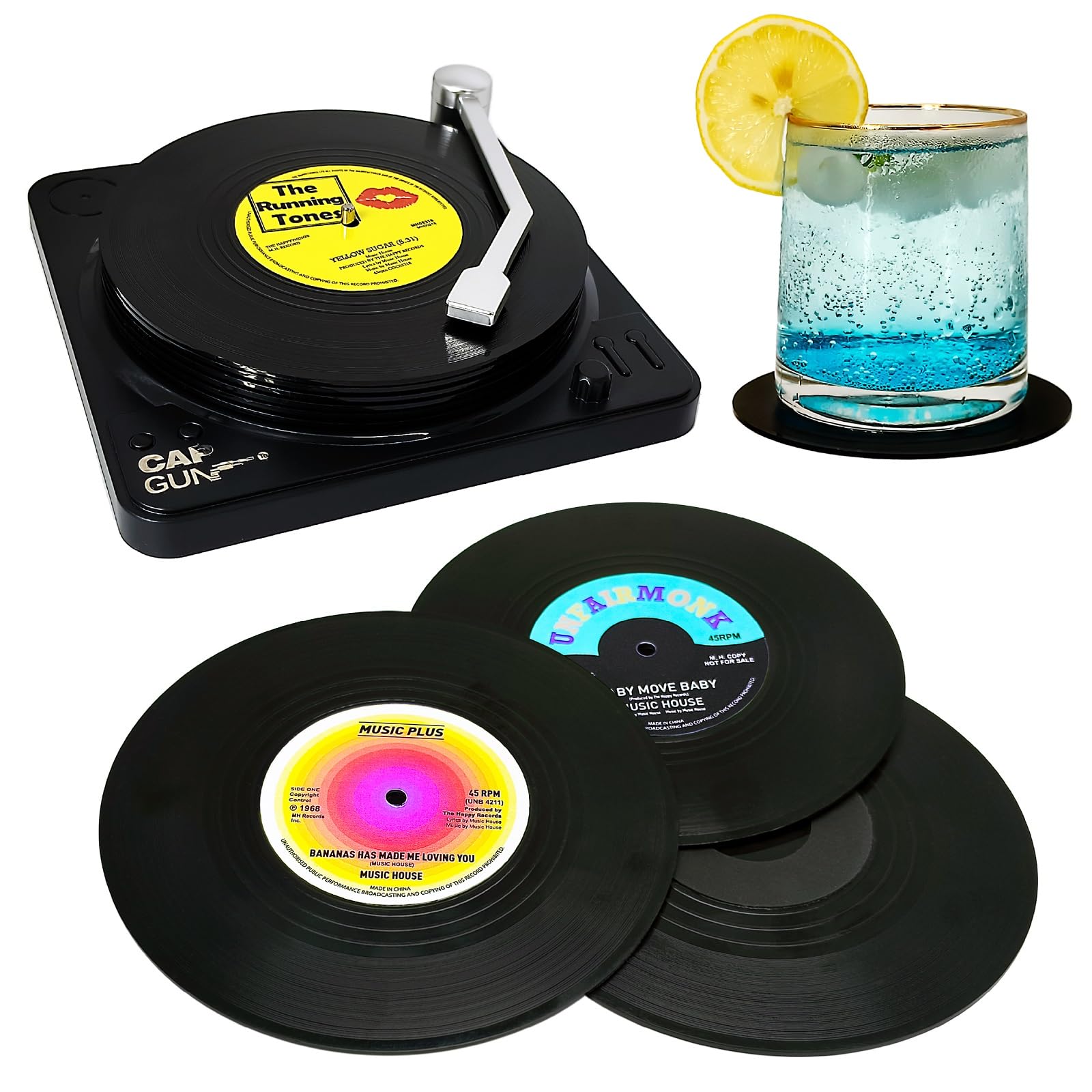 RADIXIUM funny retro vinyl record coasters set of 6 protects surfaces with style
